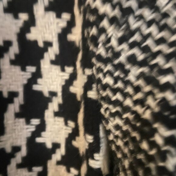 **Express** Women's Wool Blend Houndstooth Black White Double Breasted Peacoat M - Picture 8 of 11